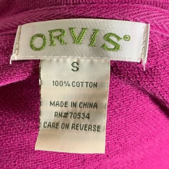 Orvis Cotton V Neck Tunic Sweatshirt Purple Pink Small Casual 3/4 Sleeve - Picture 8 of 8